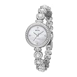 Women Watches Analog Quartz Watch Mosaic with Diamonds Pearl Bracelet Dress Watch for Female Waterpr