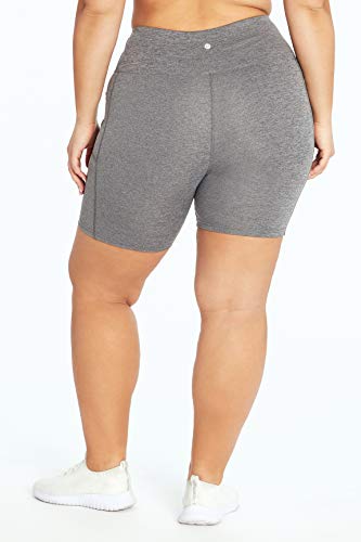 Bally Total Fitness Plus Size Tummy Control Pocket Bike Short, Heather Charcoal, 1X #TOP3