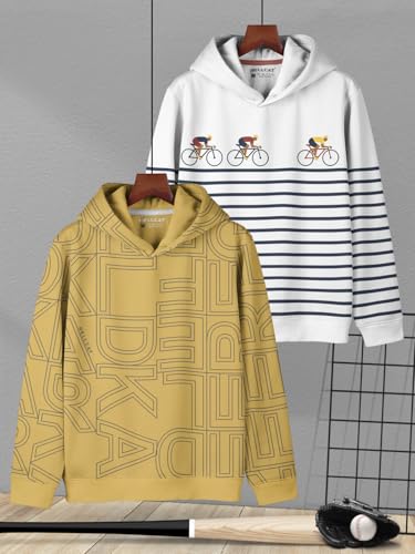 Image of HELLCAT Trendy Printed Cotton Blend Hoodie Sweatshirt for Boys - Pack of 2