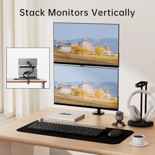 Image of Monitor Arm Mount, Gas Spring Desktop Stand, 13-32 Inch Screen Support, 8kg Capacity Vesa 100x100mm (Dual Monitor Pole ARM)