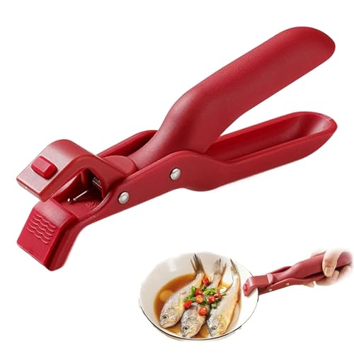 Hot Plate Gripper, Anti-Scald Bowl Holder Clip for Kitchen, Stainless Steel Hot Bowl Dish Plate Gripper Clips Multi-Function Dish Pan Clips Tongs Clamp Holder for Microwave, Oven (Red-1pcs)