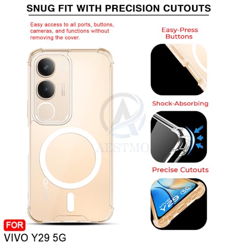 Image of AESTMO Clear Back Cover for Vivo Y29 5G | 360 Protection | Transparent Back Cover for Vivo Y29 5G (PC + TPU, Compatible with MagSafe Accessories, Transparent Bumper)