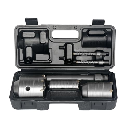 BINOTA Kit de Scie Cloche à Béton, Forets Circulaires, Scie Cloche pour Béton, Ciment, Mur de Briques, Pierre, Maçonnerie, 30, 50, 65 mm