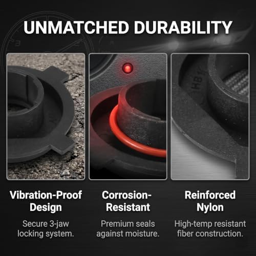 Yulbuks 2 PCS H4 Car LED Headlight Bulb Retainers, Bulb Adapter Sockets Retainer Holder, Universal Vehicle Lights Buckle Holder with Gasket Rings, for Most Cars, Trucks, SUVs (Black) - 2