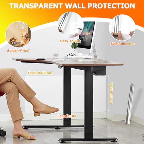 PIWOSGOL Wandschutzfolie Elektrostatisch, 40CM × 300CM Transparent Wandschutzfolie Spritzschutz Wasserdicht, Spritzschutz Hund Wandschutz, Tatische Wandschutz für Küche, Möbel, Büro