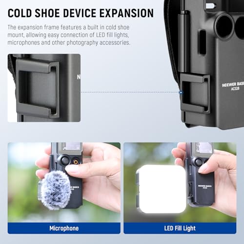 Image of NEEWER Basics Protective Case with Hand Strap, Compatible with DJI Osmo Pocket 3, Pocket 3 Creator Combo Accessories, Extension Handle, Housing Extension Frame, Cold Shoe, Type C Port, SD Card Slot