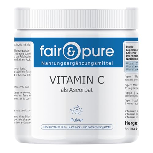 Fair & Pure® - Vitamina C en forma de ascorbato - 500g en polvo - 100% puro sin aditivos - Vegano - antioxidante natural