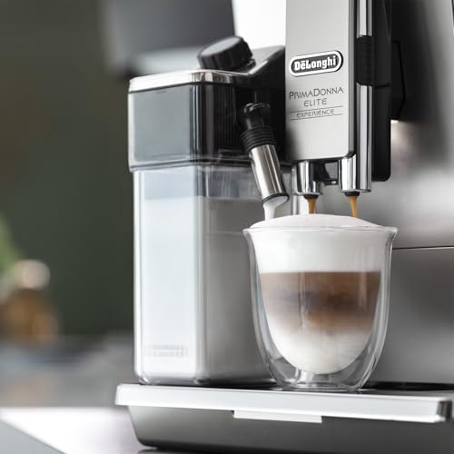 De'Longhi PrimaDonna Elite Experience ECAM650.85.MS, Machine à Café Grain Automatique, Buse vapeur pour Mousser le Lait, Machine à Expresso et Cappuccino, Connectable à L'App, Acier Inoxydable, Métal