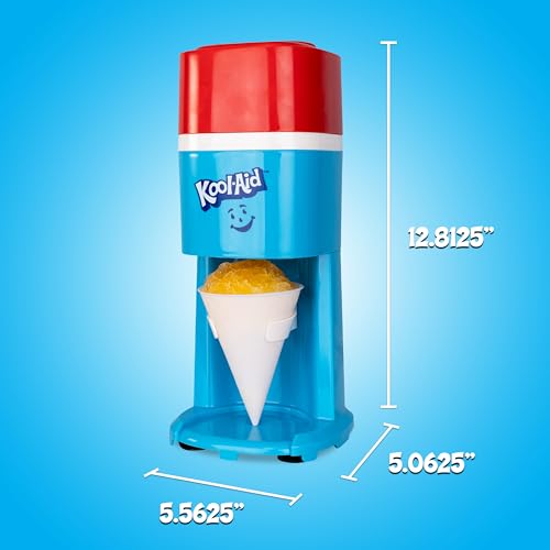 Image of Kool-Aid Electric Ice Shaver for Snow Cones & Frozen Drinks - Single Serve Machine with Stainless Steel Blades - Reusable Cone and Freezing Bowl Mold Included - Red, White & Blue