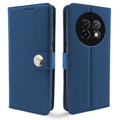 Image of Pikkme Flip Cover Leather Finish | Inside TPU with Card Pockets | Wallet Stand and Shock Proof | Complete Protection Button Flip Case for Realme 13 Plus 5G / Realme P1 Speed 5G (Blue)