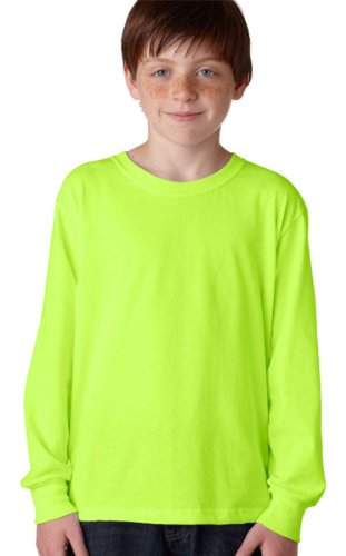 Jerzees Youth Heavyweight Blend Long-Sleeve T-Shirt (Safety Green) (Large)
