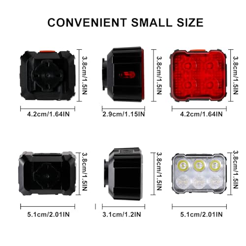 KunHe 4 Pack USB Rechargeable Bike Light Set Super Bright Bicycle Lights for Kids Dimmable Front Headlight and Back Taillight 6 LED