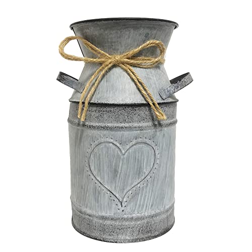 Lesing Artificial Lavender Flowers With Vase Fake Lavender Plants In Decorative Metal Vase Rustic Vintage Flowers For Home Farmhouse Decoration (Heart,Purple) #TOP3