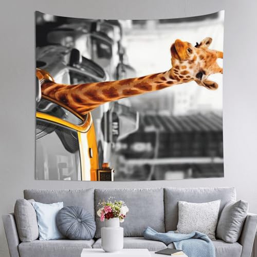 Tapiz grande JEJEA de jirafa en Nueva York de 152x130 cm para decoración de pared de dormitorio