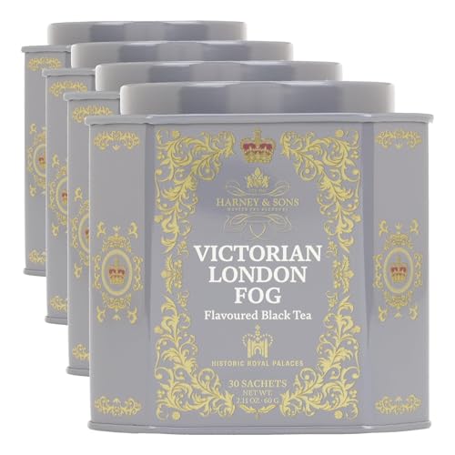 Image of Harney & Sons Victorian London Fog Tea, Black & Oolong Tea with Vanilla, Citrus & Lavender, 30 Sachets (Pack of 4)
