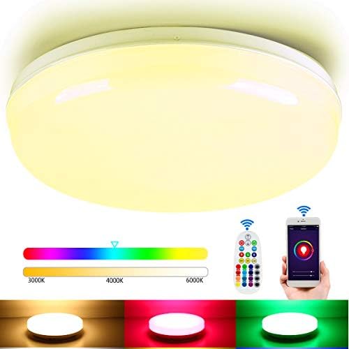 Autai Smart WiFi LED Ceiling Lights 24W RGBW 12-Inch LED Flush Mount Ceiling Lamp Dimmable Color Tunable 2700K - 6000K Multicolored Lights, Work with Alexa Echo, Google Home and Siri
