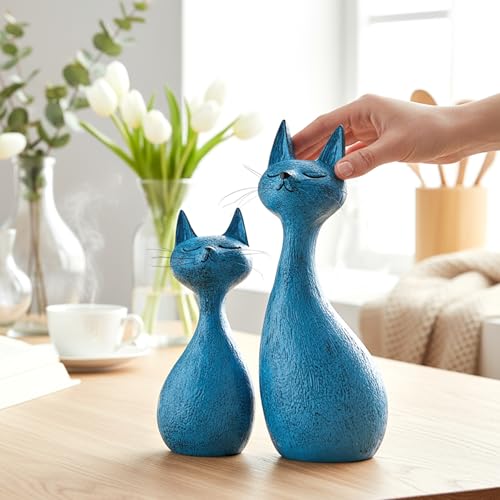 Estatuas modernas de gato azul marino FJS 8.7 pulg miniatura 3