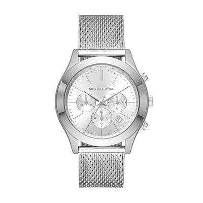 Michael Kors Orologio Runway da uomo, movimento cronografo al quarzo con cinturino in acciaio inossidabile, 44 mm, Tono argento