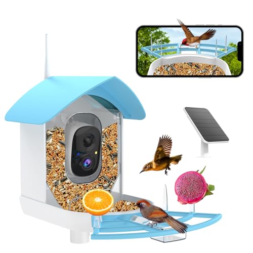 Image of Fazoxo Bird Feeder with Camera,Birds House Camera,Solar Powered,SkyBlue