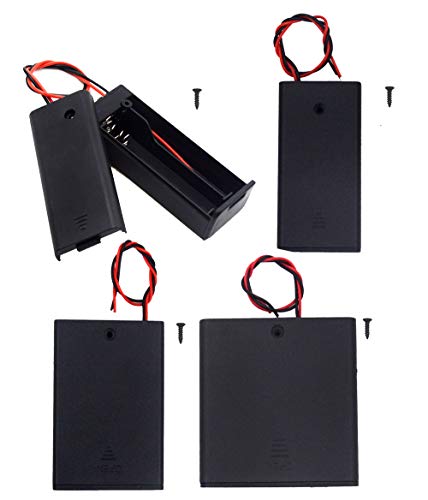 LampVPath (Pack of 4) AA Battery Holder with Switch and Cover: Single 1AA 2AA 3AA 4AA