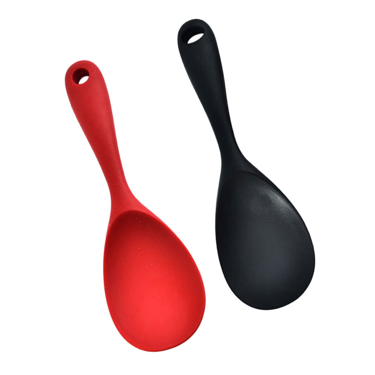 COLLBATH 2pcs Silicone Rice Spoon Rice Scooper Standing Rice Maker Paddle Rice Server Spoon Japanese Cookware Japanese Rice Paddle Non Stick Cooking Utensils Kitchen Supplies
