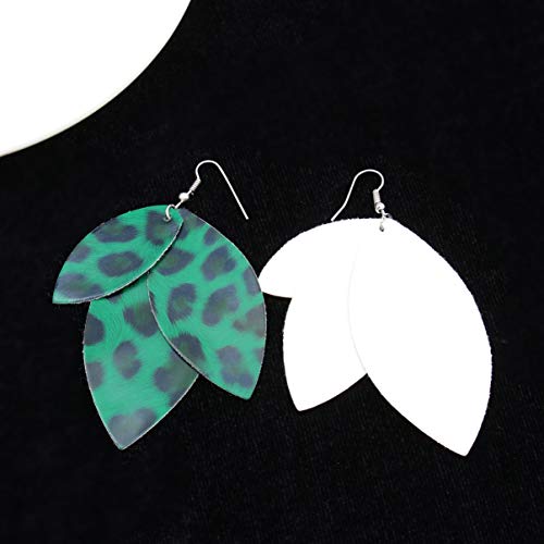 Boucles d'oreilles grand format motif léopard rose blanc - 5