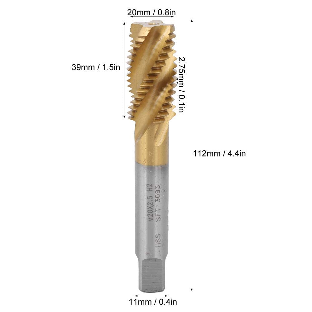 Taraud à cannelure hélicoïdale Foret à tarauder HSS Taraud hélicoïdal contenant du cobalt M20 x 2,5 mm pour le traitement de l'acier inoxydable du cuivre de l'alliage