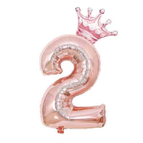 Folyo Balon — Rose Gold 2 Rakam Folyo ve Kral Tacı