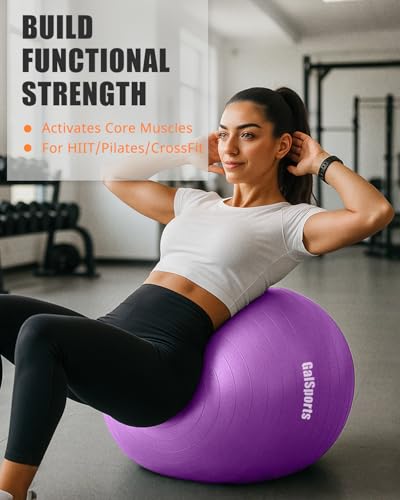 Image of GalSports Stability Ball for Core Training & Physical Therapy - Anti-Burst, Slip-Resistant Yoga Ball for Home Gym, Pilates, Balance & Posture Improvemen