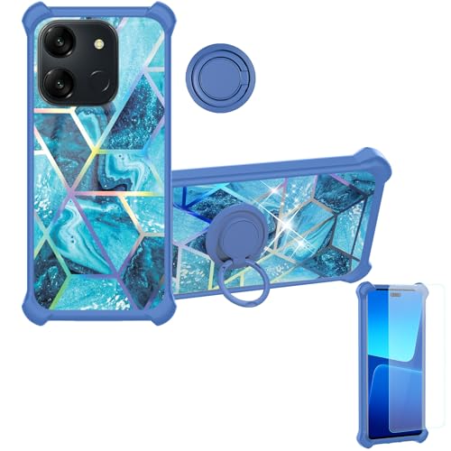 Aroepurt Case Compatible for Spectra J1 pro Phone Case Cover [with 1* Tempered Glass Screen Protector][Hard PC + Soft Silicone][Ring Support] [Colorful Reflect Light] IMDL-LS