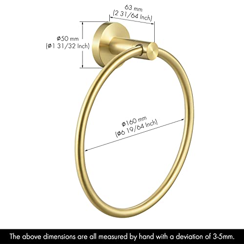 Kes Brushed Gold Towel Ring Bathroom Hand Towel Holder Round Wall Mount Sus 304 Stainless Steel Brushed Brass Finish, A2180Dg-Bz #TOP4