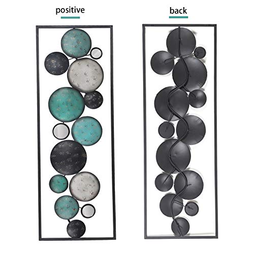 Adeco 35.2" Modern Wall Sculpture, Abstract Floating Patterned Shapes Rectangle Frame Metal Wall Decoration, Set Of 2 #TOP5