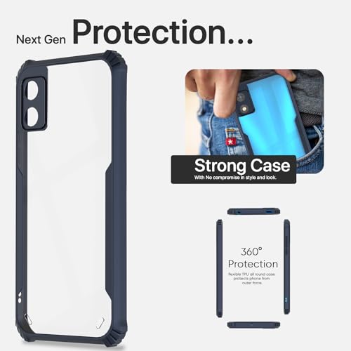 Image of Pikkme itel A23 Pro Back Cover | Crystal Clear Transparent Back | Ultra Hyrbid | Full Camera Protection | Raised Edge | Bumper Back Case (Blue)