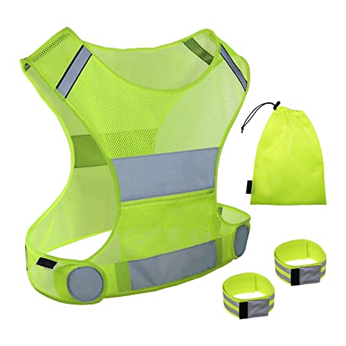 Dzmuero Warnwesten Auto, Warnweste Fahrrad, Warnweste Fahrrad, Reflektierende Weste Set, Sicherheitsweste, Laufweste, Für Laufen Joggen Radfahren Damen Herren, Mit 2 Reflektorbander Cover