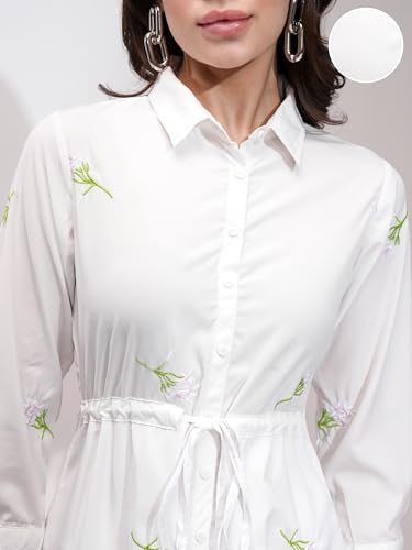 Image of Tokyo Talkies Women's Three-Quarter Sleeves Shirt Collar Solid Dresses | Stylish| Casual