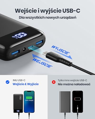INIU Power Bank, 20000mAh Fast Charging Portable Charger, 22.5W Powerbank with USB Type C Input & Output, Battery Pack PD3.0 QC4.0 for iPhone 17 16 15 14 13 Pro Max Mini Plus Samsung S24 S23 iPad etc