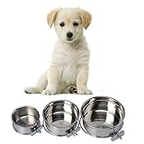 Pet Dog Stainless Steel Coop Cups with Clamp Holder - Detached Dog Cat Cage Kennel Hanging...