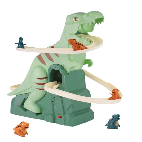 YELKOEYN Dinosaurier Spielzeug Mit Musik Elektronischer Slide- Slide Track Spaß Geschenke FüR Kleinkinder Jungen MäDchen, Dinosaur Climbing Roller Coaster Toy, Kinder Achterbahn Spielzeug Toys Games