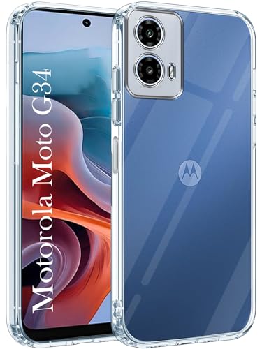 Image of Jkobi Back Cover for Motorola Moto G34 5G (Silicone Clear Shockproof Case with Camera Protection | Soft and Flexible | Transparent)