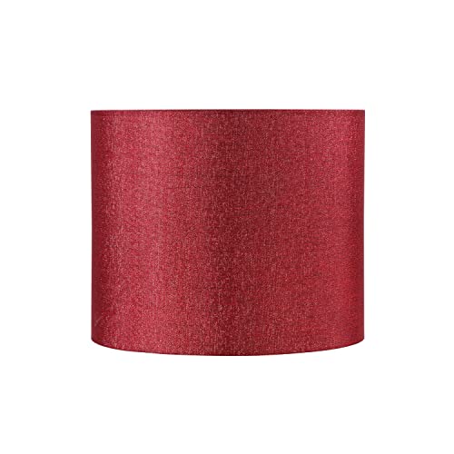 Image of Aspen Creative 31107 Transitional Drum (Cylinder) Shaped Spider Construction Lamp Shade in Rich Red Burlap Texture Fabric, 12 inch Wide (12 inch x 12 inch x 10 inch)