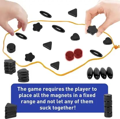Image of Magnetic Strategy Board Game (24 Pcs) for Kids (6+) & Adults | Fun Family Game with Magnets & Lanyard Rope | Brain Boosting Logic & Reflex Challenge | Travel & Party Game for All Ages