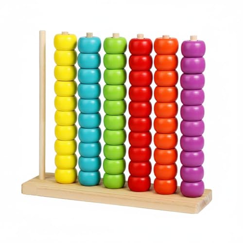 LeeQinersw Abalorios Educativos para Niños Enhebrables Juguete Didáctico Apilamiento de Madera Aprendizaje Matemático Adecuado para Desarrollo Educación Temprana, Grande 1.1