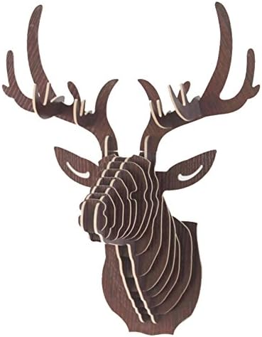 Da Jia Inc Vintage Style DIY 3D Puzzle Deer Head Wall Hanging Decor (Coffee)