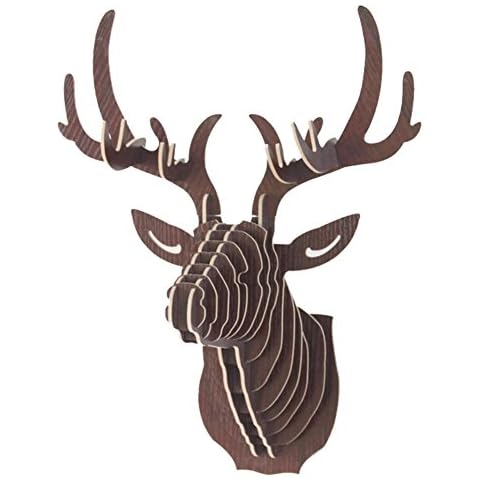 Da Jia Inc Vintage Style DIY 3D Puzzle Deer Head Wall Hanging Decor (Coffee) Cover
