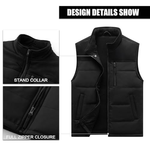 Image of Msmsse Men's Outerwear Vests Winter Quilted Padded Vest Gilet Stand Collar Warm Puffer Vest