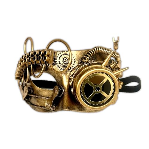 Stylex Party Masque vénitien cyborg en métal Steampunk pour Halloween, fête costumée, fantôme de l'opéra, bal de Mardi Gras, doré, victorien, accessoire...