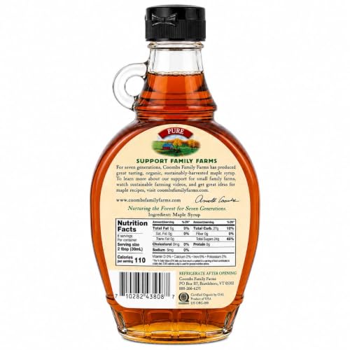 Image of Coombs Family Farms Pure Maple Syrup • Grade A Dark Color • Robust Taste • Rich Natural Sweetener for Pancakes, Baking & Cooking, 8 fl oz ℮ 236 ml