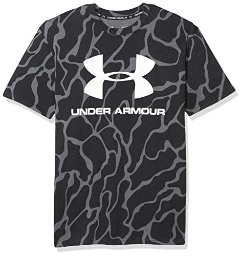 Under Armour Men's Sportstyle Printed Logo Short Sleeve Training Workout T-Shirt, Black (001)/Onyx White, Medium