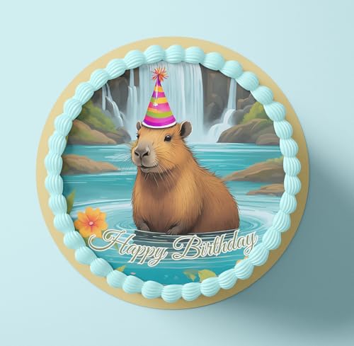 CGD – Essbare Tortenaufleger aus Fondant oder Esspapier – Perfekt für Capybara-Liebhaber – Dekorative Kuchendeko für Geburtstag, Party & besondere Anlässe (Fondant)