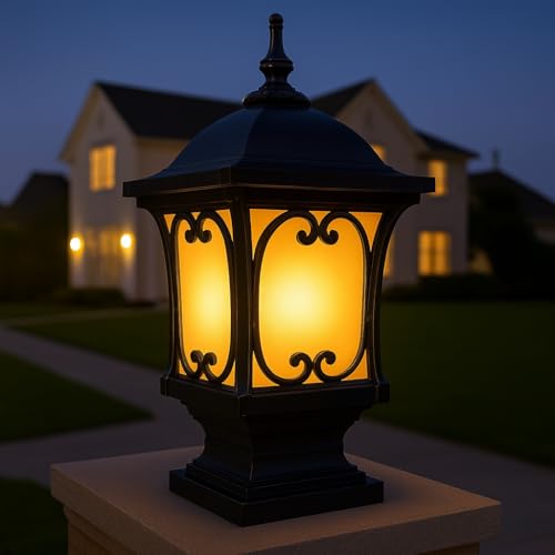 Image of GIGAWATTS Apple Outdoor Gate Light - 101% Rust & Waterproof Die-Casting Aluminium Exterior Pillar Lamp Base Mount for Garden, Boundary Walls & Home Entrances (B22 Holder, Bulb Not Included, Black)